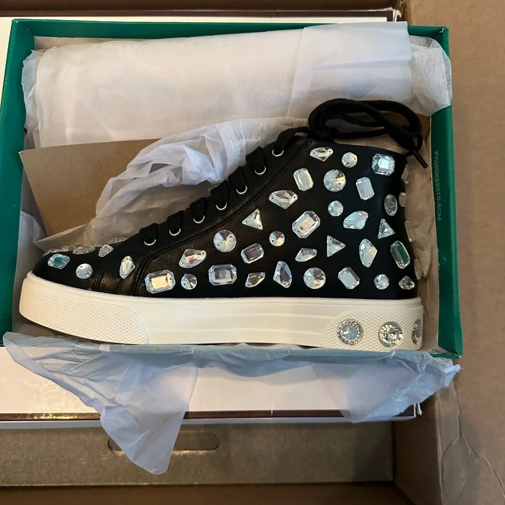 Black and Silver Rhinestone Sneakers 9 - Picture 4 of 5